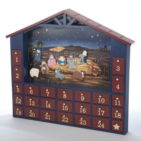 25 Piece Kurt Adler 11-Inch Wooden Christmas Advent Calendar Book
