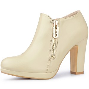 Allegra K Women's Platform Round Toe Chunky Heels Ankle Booties - 1 of 4