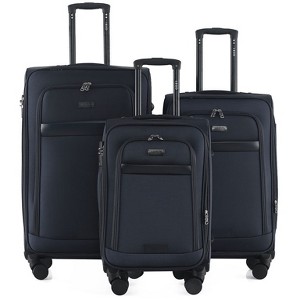 IZOD Noah Soft Shell Lightweight Expandable 360 Dual Spinning Wheels Combo Lock 28", 24", 20" 3 Piece Luggage Set - 1 of 4