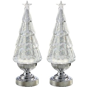 2-Piece 14-inch Lighted Glitter Tree Lantern Table Top Holiday Decor - 1 of 4