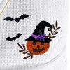 Linum Home Textiles Hotel Collection 100% Turkish Cotton Unisex Waffle Terry Embroidered Bathrobe with Satin Piped Trim - Pumpkin Head - 3 of 3