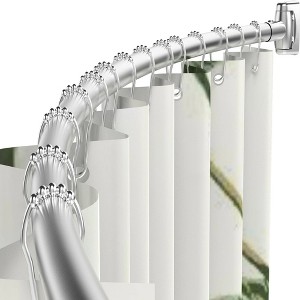 LunaLulinlk Curved Shower Curtain Rod 42-72" Adjustable Shower Rod for Bathroom, Silver - 1 of 4