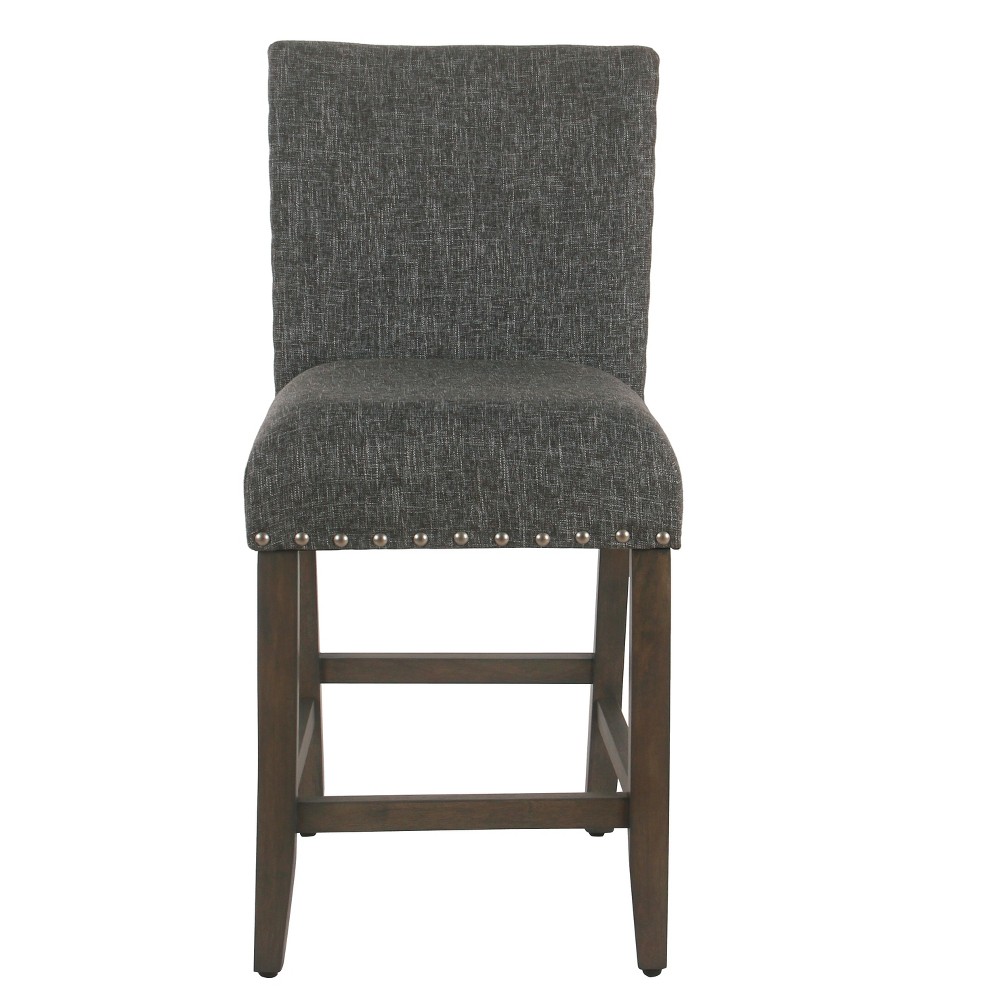 Photos - Chair 24" Upholstered Counter Height Barstool with Nailheads Slate Gray - HomePo