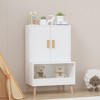 Gulches White Kids Toy Storage Cabinet Doors Open Shelf Modern Wooden Organizer Natural Wood Legs Toddler Bookshelf For Playroom Nursery Bedroom - 4 of 4