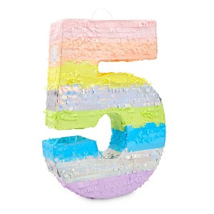 Blue Panda 5 Pinata - Large Number 5 Pinata, Pastel Rainbow Pinata, 5th Birthday Decorations for Girls (14.7 x 4 x 21 inches) - 1 of 4