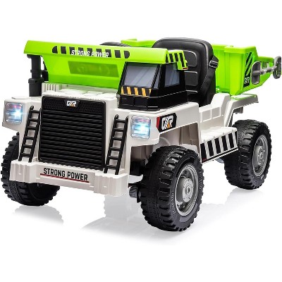12V Ride On Dump Truck with Remote Control, Adjustable Dump Bed, Bluetooth, LED Lights & Dual Driving Modes