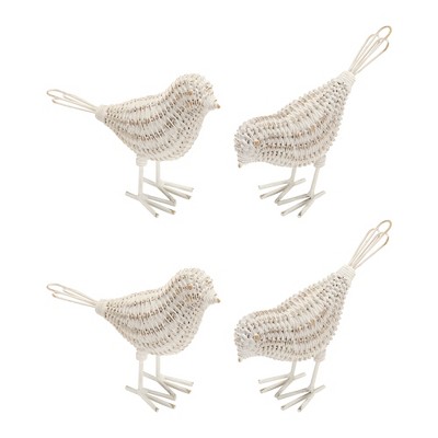 Melrose Wicker Design Bird Figurine (Set of 4)