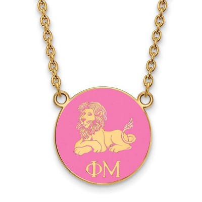 Black Bow Jewelry 14k Yellow Gold Plated Sterling Silver Phi Mu Greek Life Necklace 18 Inch