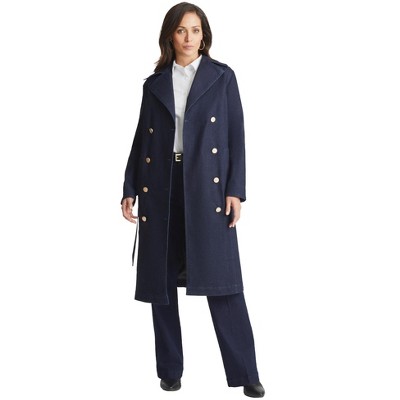 Jessica London Women's Plus Size Refined Denim Trench Coat