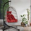 Outdoor Patio Egg Hanging Chair with Stand,Oversized Wicker Swing Chair with Cushions,Indoor Hammock Chair for Backyard Porch-Coolbibila - 2 of 4