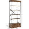 81" Rustic 5-Tier Bookshelf - Metal Frame w/ Storage Drawer, Open Shelf Bookcase for Living Room, Office, Bedroom - 2 of 4