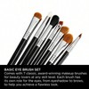 Basic Eye Makeup Brush Set - 7 Black Brushes with Premium Fibers Durable Handles for Eyeliner, Eyeshadow, Eyebrows - 2 of 4