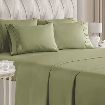 Cgk Linens 6 Piece Microfiber Solid Sheet Set In Sage Green, Size Queen ...