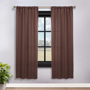Classic Modern Solid Room Darkening Semi-Blackout Curtains, Rod Pocket, Set of 2 by Blue Nile Mills - 1 of 4