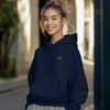 Dalix Butterfly Embroidery Relaxed Hoodie Soft Fleece Sweatshirt Drawcord Fit Lounge Womens - 3 of 4
