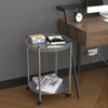 FONTOI Round End Table with Wheels, 2-Tier Movable Side Table, Detachable Coffee Table for Bedroom Living Room, Silver grey, 15.16"*23.43"*15.75" - 4 of 4