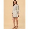INSPIRE CHIC Women's Smocked Waist Tie Neck Floral Long Sleeve Dress - 2 of 4