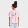 Girls' Princess Short Sleeve Graphic T-Shirt - Pink - 3 of 4