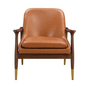 Christopher Knight Home Freja Modern Faux Leather and Wood Accent Chair, Brown - 1 of 4
