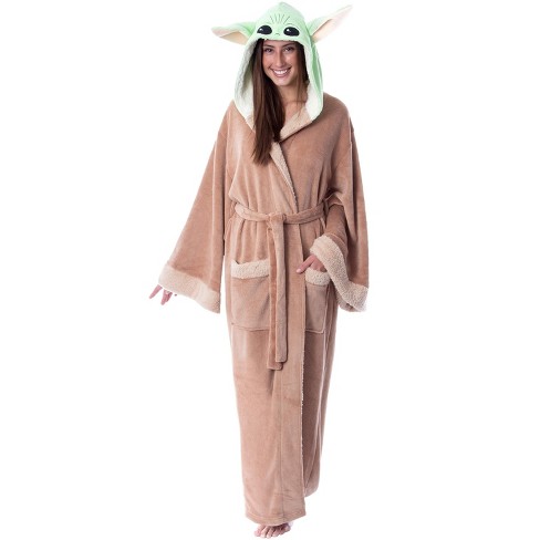 Star Wars The Mandalorian Grogu Baby Yoda Costume Adult Robe Hooded  Bathrobe L/xl Brown : Target