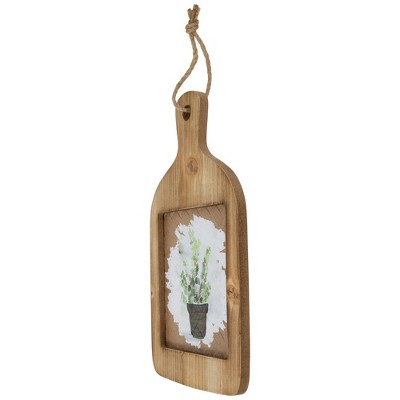 Natural Wood Cutting Board Floral Wall Decoration with Jute String