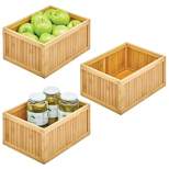 mDesign Wood Bamboo Kitchen Pantry Organizer Bin - Natural