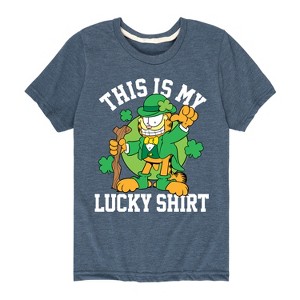 Boys' - Garfield - This Is My Lucky Shirt Short Sleeve Graphic T-Shirt - 1 of 4