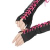 INSPIRE CHIC Women's Satin Lace Up Fingerless Elbow Length Punk Gloves 1 Pair - 4 of 4