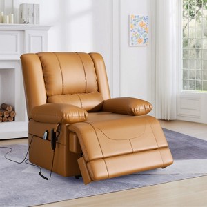 Kayamas Recliner Massage Chair, Ergonomic Adjustable Single Sofa with Padded Seat Brown\Yellow - 1 of 4