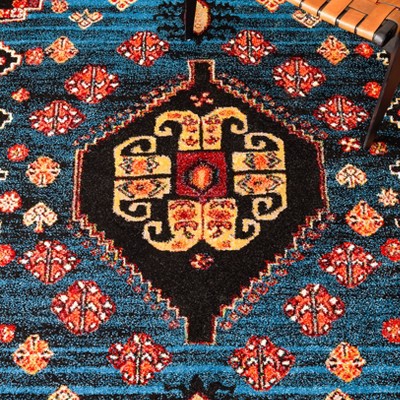 Antique Patina Blue Synthetic Rectangular Area Rug 5'3" x 7'6"