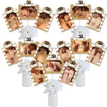 Big Dot of Happiness We Still Do - 50th Wedding Anniversary - Anniversary Party Picture Centerpiece Sticks - Photo Table Toppers - 15 Pieces