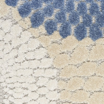 Aloha Geometric Blue & Grey 4' x 6' Easy-Care Outdoor Rug