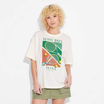 Women's Sunny Days Tennis Club Short Sleeve Graphic Boyfriend T-Shirt - Off-White