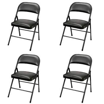 Plastic Development Group Indoor/Outdoor Metal Steel Padded Folding Fold Up Party Chair, Black (4 Pack)