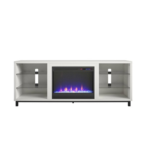 White 65 inch tv deals stand with fireplace