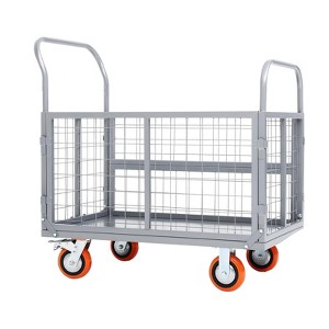 Platform Truck Cart with Cage, Heavy Duty 2000LBS 6-in-1 Folding Hand Truck Cart with Basket for Warehouse Luggage Moving - 1 of 4