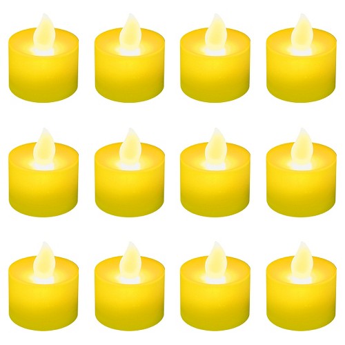 12ct Battery Operated LED Tea Lights Yellow