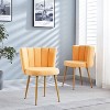 Yellow 2-piece set Modern dining chair with iron tube wood color legs, short fur seat cushion and comfortable backrest - 3 of 4