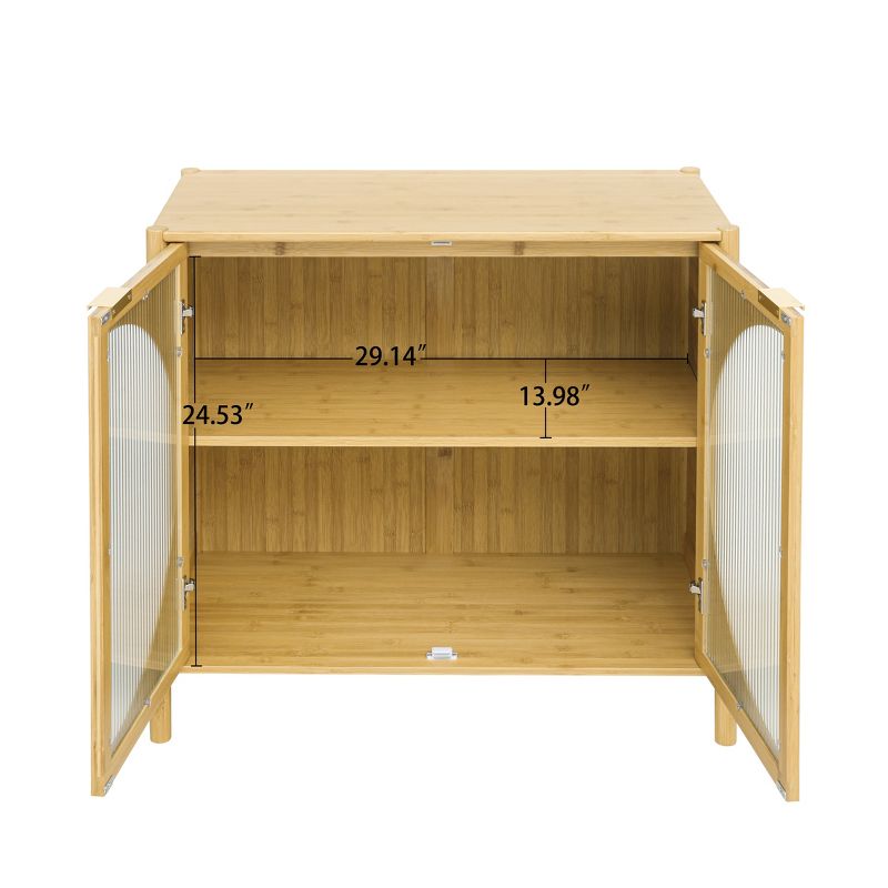 Bamboo 2 Door Cabinets with 1 Adjustable Internal Shelf, Buffet Sideboard Storage Cabinet, Natural - Modernluxe, 4 of 13