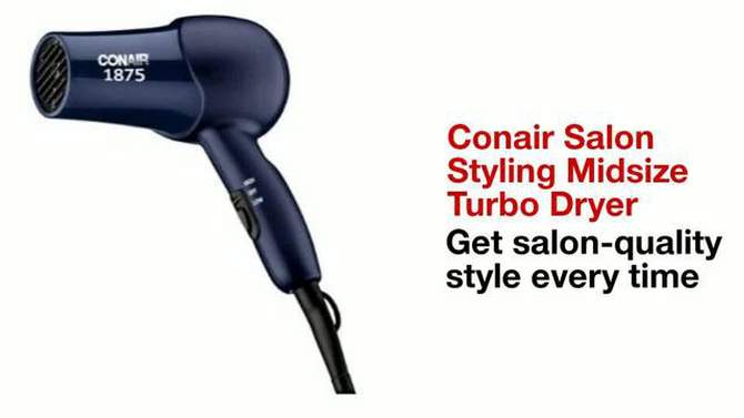 Conair Navy Mid Size Turbo Dryer, 2 of 5, play video