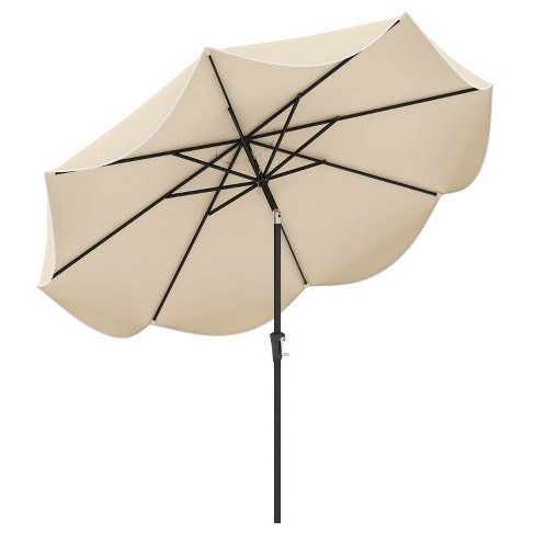 Costway 9 FT Patio Umbrella 2-Tier Market Table Umbrella with Crank Handle & 8 Ribs Beige/Navy - image 1 of 4