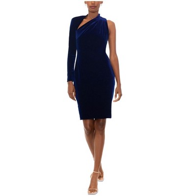 Betsy & Adam Womens One Shoulder Sheath Asymmetrical Dress, Blue, 2P