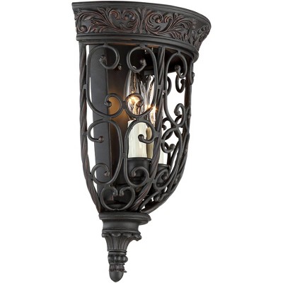 Elegant Scroll Dual-Light Wall Sconce in Rubbed Bronze