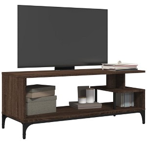 CLIHOME 42" Powder-Coated Steel TV Cabinet and Consoles Table With Open Self, Display Storage Cabinet - 1 of 4