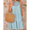 Women's Halter Neck Mini Dress Casual Sleeveless Hollow Out A-Line Summer Dress Green S - 3 of 3