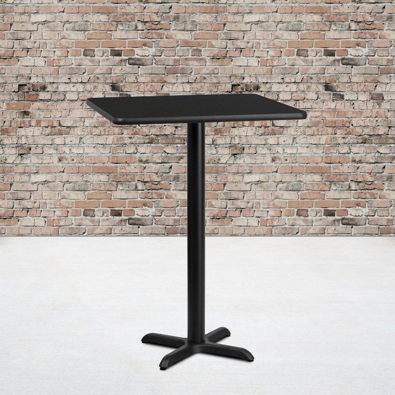 Flash Furniture 30'' Square Black Laminate Table Top with 22'' x 22'' Bar Height Table Base, 3 of 6