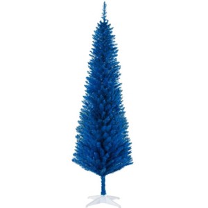 TopComfy Christmas Tree Stands Artificial Christmas Tree Festive Pencil Christmas Tree Cozy Snowy Decor for Living Room, Blue, 33.1"*6.7"*7.49" - 1 of 4