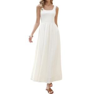 INSPIRE CHIC Women's Sleeveless Square Neck Casual Swing Summer Boho A-Line Maxi Dresses - 1 of 4