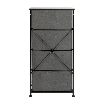 Emma 4-Drawer Black and Gray Vertical Storage Dresser