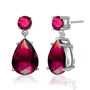 Guili Sterling Silver White Gold Plated Drop Earrings with Colored Cubic Zirconia Accents, A Chic and Elegant Addition to Any Jewelry Collection - 1 of 2